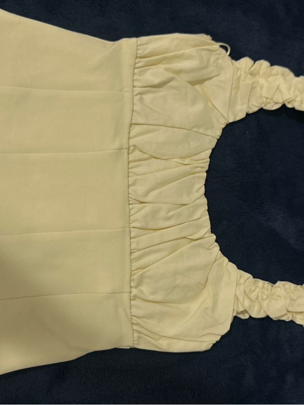 Zara Pale Yellow Ruched Strap Crop Top